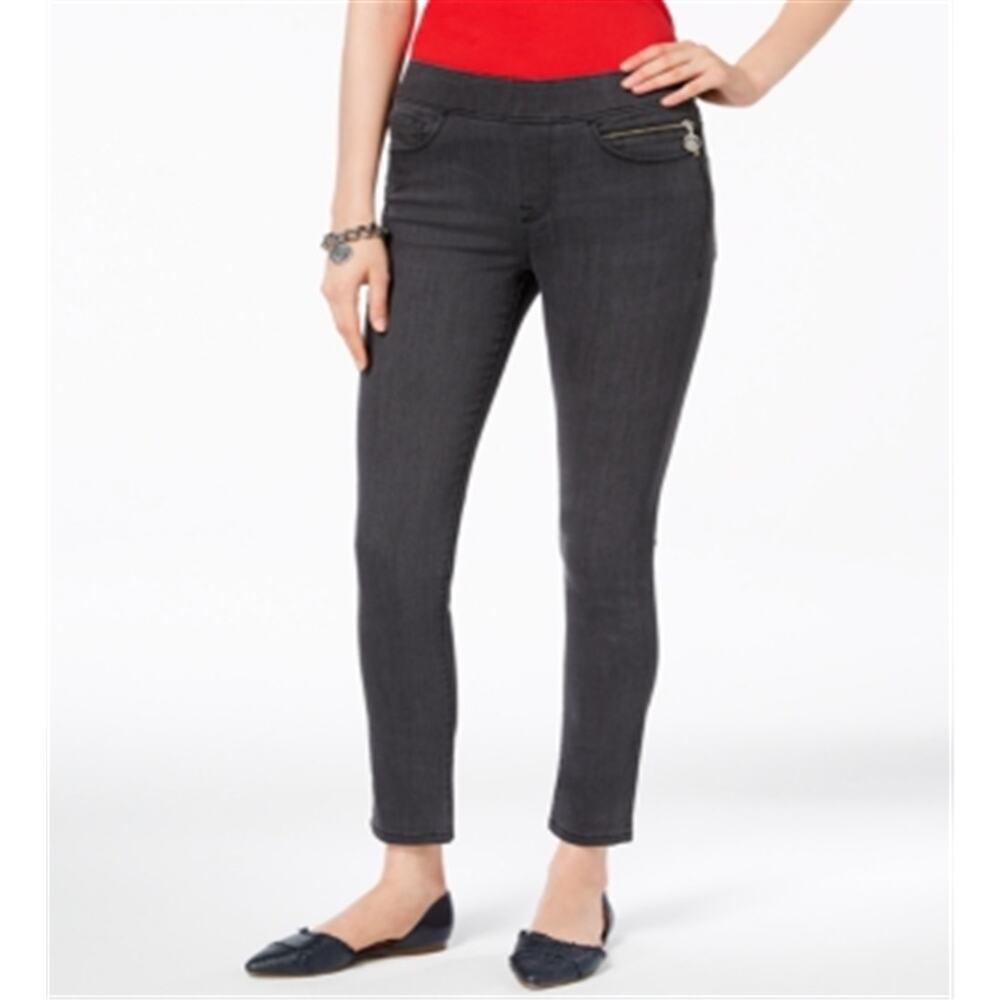 Tommy Hilfiger Womens 12 Skinny Fit Pull on Pants Gramercy Denim Jeans Gray